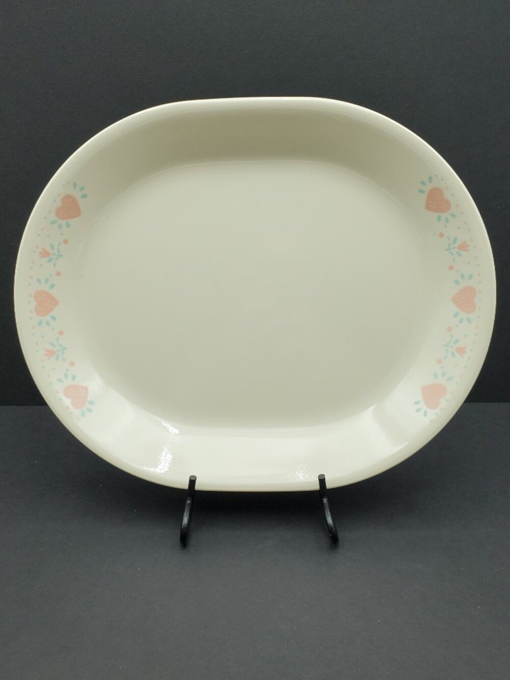 Corelle Forever Yours Platter Corning Pink Hearts Oval Serving Plate